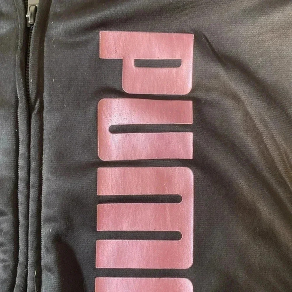 Black & Pink Puma Zip up hoodie jacket Girls Size 6 - Picture 3 of 5